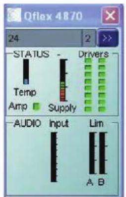 Qflex 4870 24 STATUS Temp Amp Supply Drivers AUDIO Input Lim A B