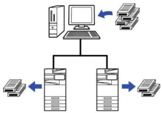 graph TD A["Desktop"] --> B["Computer"] B --> C["File Storage Unit 1"] B --> D["File Storage Unit 2"] C <--> E["Data Bus"] D <--> F["Data Bus"]