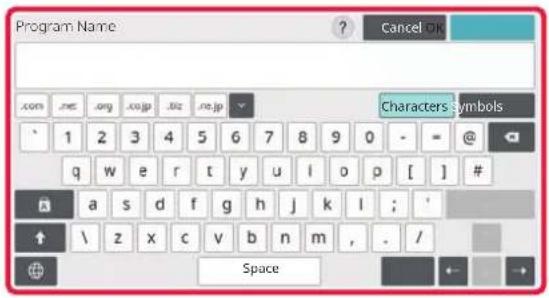 Program Name Cancel OK Characters symbols 1 2 3 4 5 6 7 8 9 0 - - @ q w e r t y u i o p [ ] # a s d f g h j k l ; ' \ z x c v b n m , . / Space