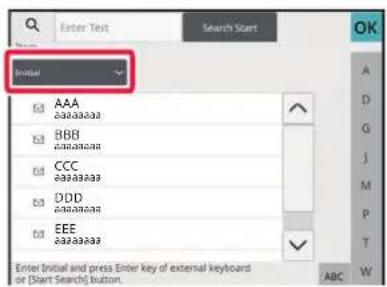 Enter Text Search Start Initial AAA BBB CCC DDD EEE Enter Initial and press Enter key of external keyboard or [Start Search] button. ABC W