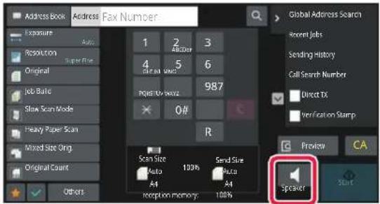 Address Book Address Fax Number Exposure Auto Resolution Super Size Original Job Rate Slow Scan Mode Heavy Paper Scan Mixed Size Orig. Original Count Others 1 2 3 4 5 6 Page 0-9/000 987 0# R Scan Size Auto 100% A4 100% reception memory: 100% Send Size Auto 100% A4 100% Speaker Global Address Search…