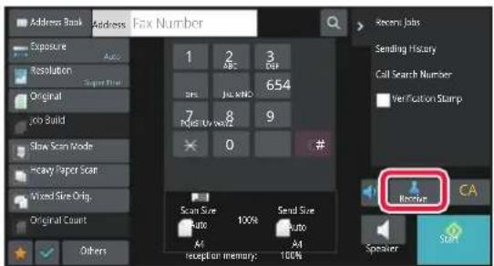 Address Book Address Fax Number Exposure Auto Resolution Super High Original Job Build Slow Scan Mode Heavy Paper Scan Mixed Size Orig. Original Count Others 1 2 ABC 3 OFF 7 8 9 0 # Scan Size Auto 100% Send Size Auto 100% All 100% reception memory. Recent Jobs Sending History Call Search Number Veri…