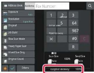 Address Book Address Fax Number Exposure Auto Resolution Super Size Original Job Build Slow Scan Mode Heavy Paper Scan Mixed Size Orig. Original Count Others 1 2 ABCDEF 3 5 64 RGB/ABC 987 #0 C R Scan Size 100% Send Size Auto Auto ception memory: 100%