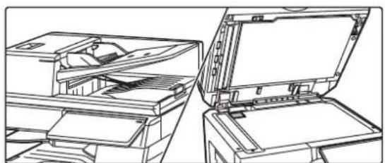 Line drawing of an open and closed printer case with internal compartments (no text or symbols).