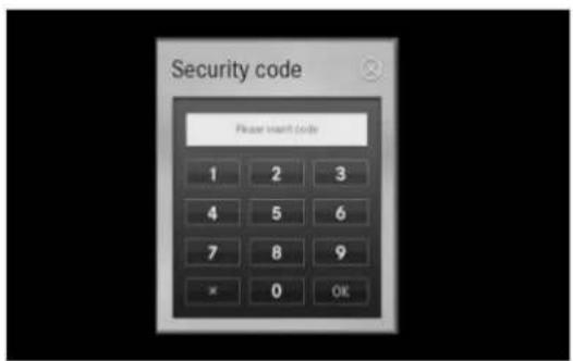 Security code. Please insert code. 1 2 3, 4 5 6, 7 8 9, × 0 OK.