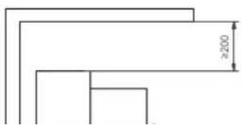 Pure geometric lines forming a stepped shape with no text, numbers, or symbols