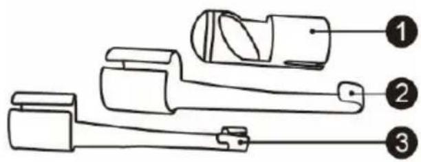 Diagram of a mechanical component with numbered parts labeled 1, 2, and 3