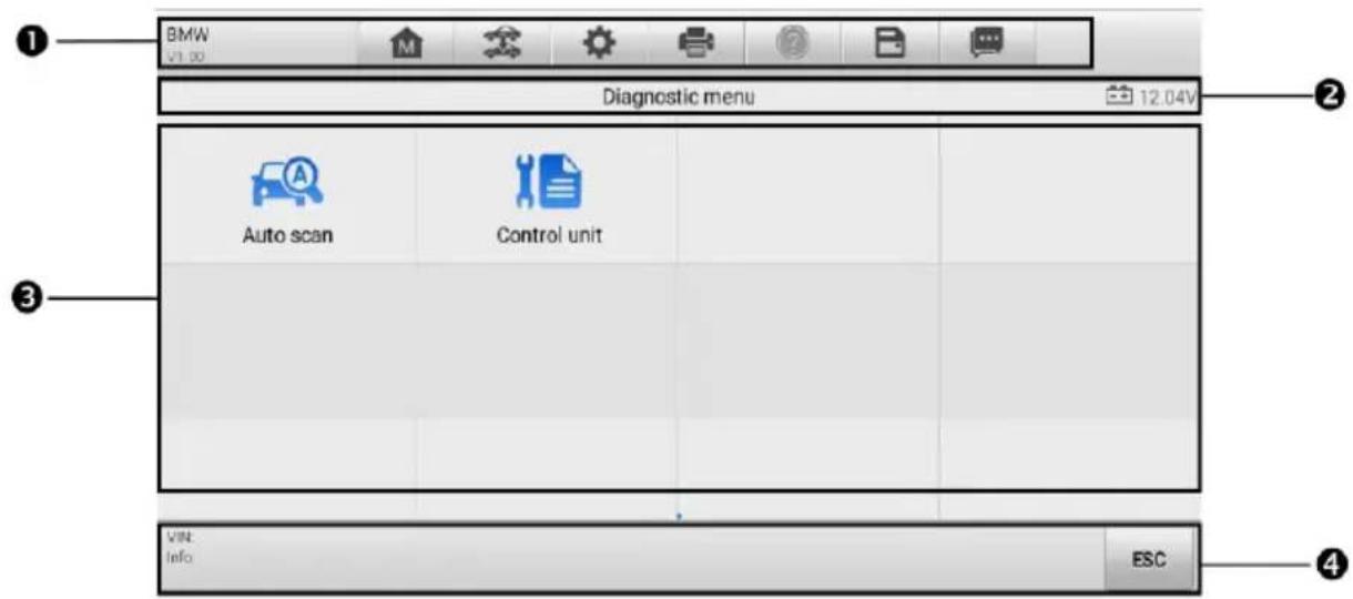 BMW v1.00 Diagnostic menu 12.04V Auto scan Control unit VIT Info ESC