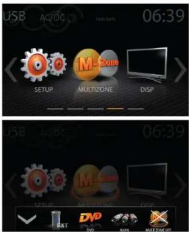 USB AC/DC 06:39 SETUP MULTIZONE DISP USB AC/DC 06:39 SETUP MULTIZONE DISP EXT DVD Review MULTIZONE OFF