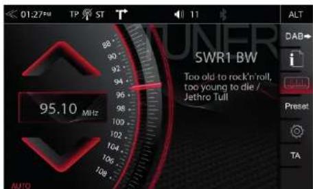 01:27PM TP ST 11 ALT SWR1 BW Too old to rock'n'roll, too young to die / Jethro Tull 95.10 MHz AUTO DAB- i Preset TA