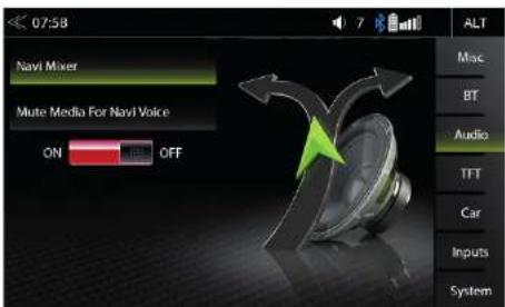 07:58 Navi Mixer Mute Media For Navi Voice ON OFF ALT Mac BT Audio TFT Car Inputs System