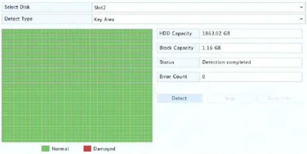 Select Disk Slot2 Detect Type Key Area HDD Capacity 1863.02 GB Block Capacity 1.16 GB Status Detection completed Error Count 0 Detect Stage Erosion Normal Damaged