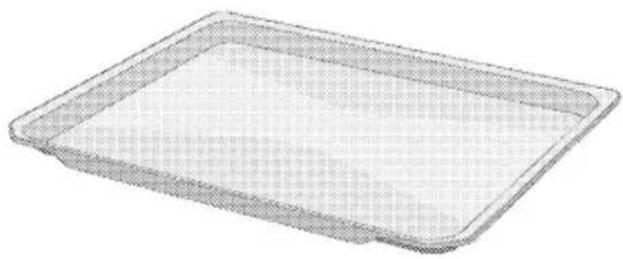 Rendu 3D simple d'un plateau rectangulaire ou d'une plaque de cuisson sans texte ni symboles