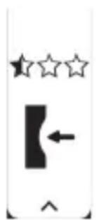 Simple graphic with three stars above a black arrow pointing left, and an upward arrow below (no text or symbols)