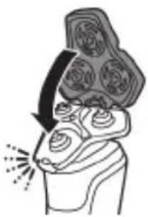 Illustration of a person with three eyes and a head, showing a curved arrow indicating motion or force (no text or symbols).