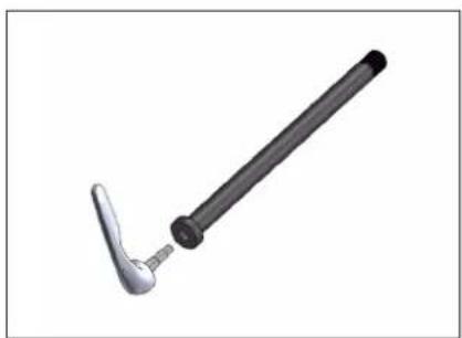 3D rendered image of a hand tool with a metallic handle and metal bracket (no text or symbols)