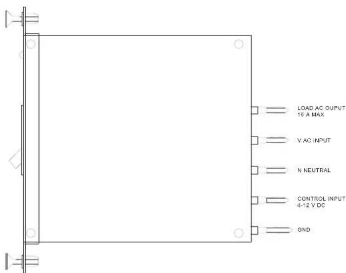 LOAD AC OUTPUT 16 A MAX V AC INPUT N NEUTRAL CONTROL INPUT 4-12 V DC GND