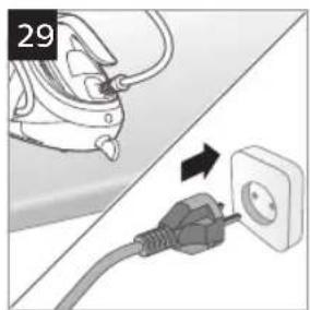 Illustration of an electric shock absorber plug inserted into a wall socket (no text or symbols)