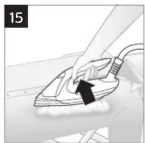 Illustration of a hand using a power iron to clean or repair a surface, with no visible text or symbols.