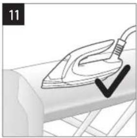 Illustration of a steam iron on a conveyor belt with a checkmark (no text or symbols)