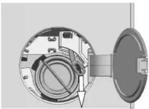 Cross-sectional diagram of a mechanical device showing internal components and a directional arrow (no text or symbols).