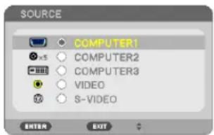 SOURCE COMPUTER1 COMPUTER2 COMPUTER3 VIDEO S-VIDEO ENTER EXIT