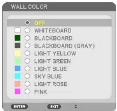 WALL COLOR OFF WHITEBOARD BLACKBOARD BLACKBOARD (GRAY) LIGHT YELLOW LIGHT GREEN LIGHT BLUE SKY BLUE LIGHT ROSE PINK ENTER EXIT