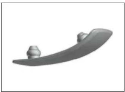 3D rendered image of a curved gray object with two small protrusions (no text or symbols)