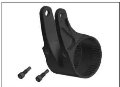 Black mechanical bracket component with two small protrusions (no text or symbols visible)
