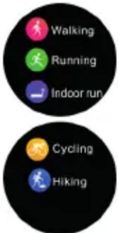Walking Running Indoor run Cycling Hiking