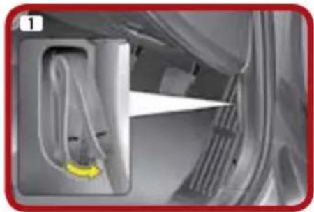 Close-up of a car interior showing a handlebar and cable, with no visible text or symbols