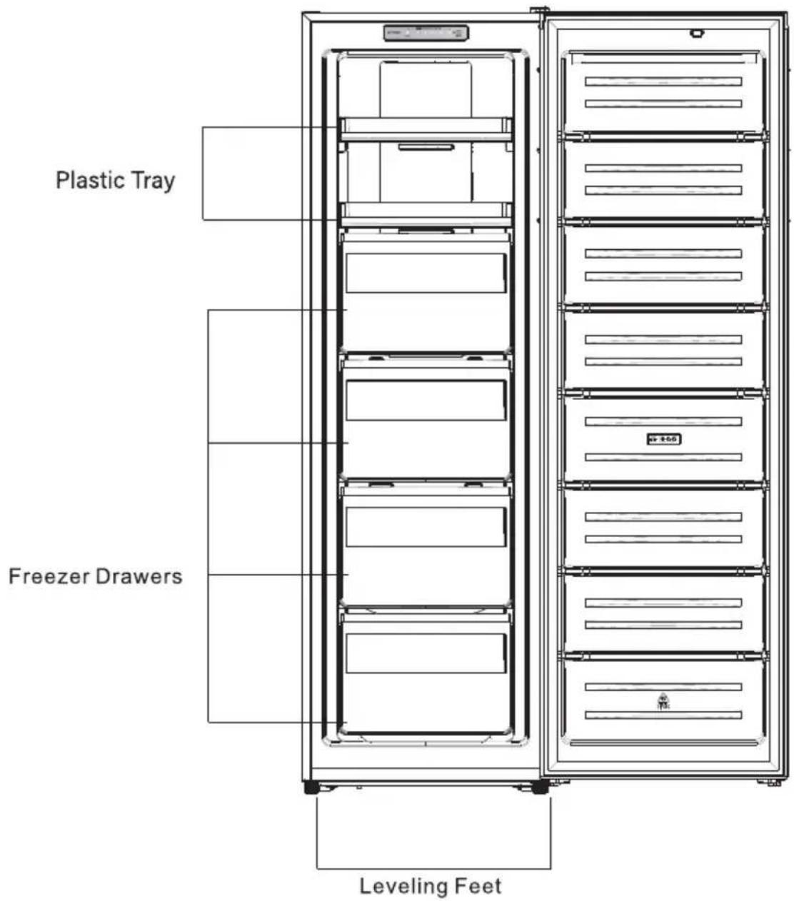 Plastic Tray Freezer Drawers Leveling Feet