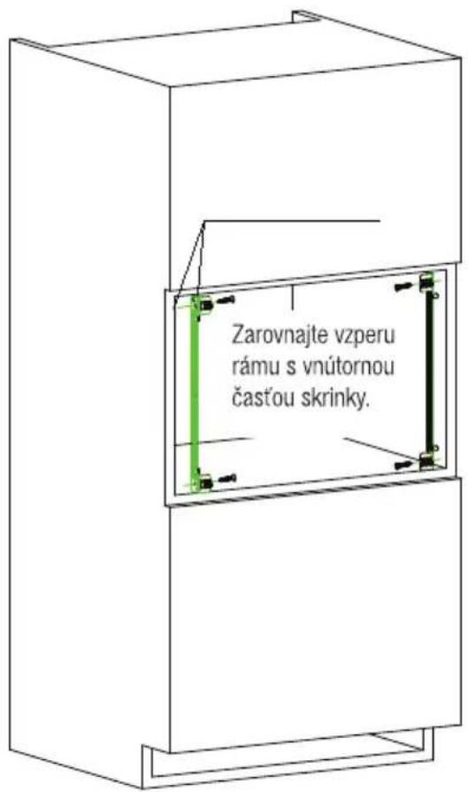 Zarovnajte vzperu rámu s vnútornou časťou skrinky.