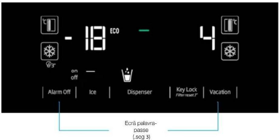 ECO - 18 on off Alarm Off | Ice | Dispenser | Key Lock Filter reset 3" | Vacation | Ecră palavra- passe (.seg 3)