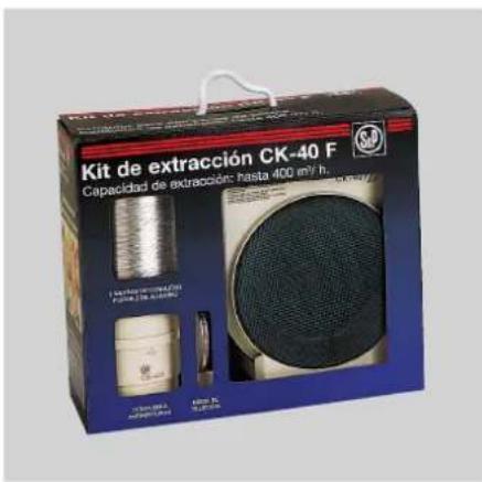 Kit de extracción CK-40 F Capacidad de extracción: hasta 400 m³/h. La Secretación DE Fecha de la liquidation 12.5 mm x 1000 gm 10.5 mm x 1000 gm