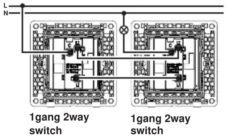 L N 1gang 2way switch 1gang 2way switch