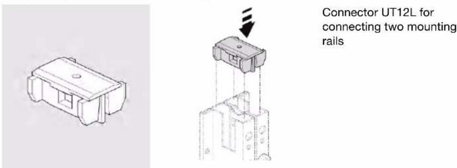 Connector UT12L for connecting two mounting rails