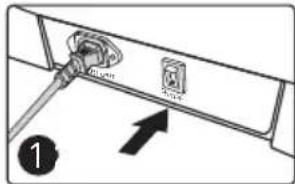 Diagram of a cable inserted into a wall-mounted electrical outlet, with an arrow indicating direction (no text or symbols present).