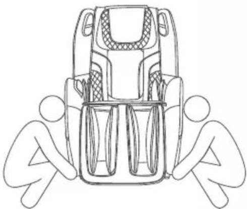 Line drawing of a car interior with two stylized human figures surrounding it (no text or symbols).