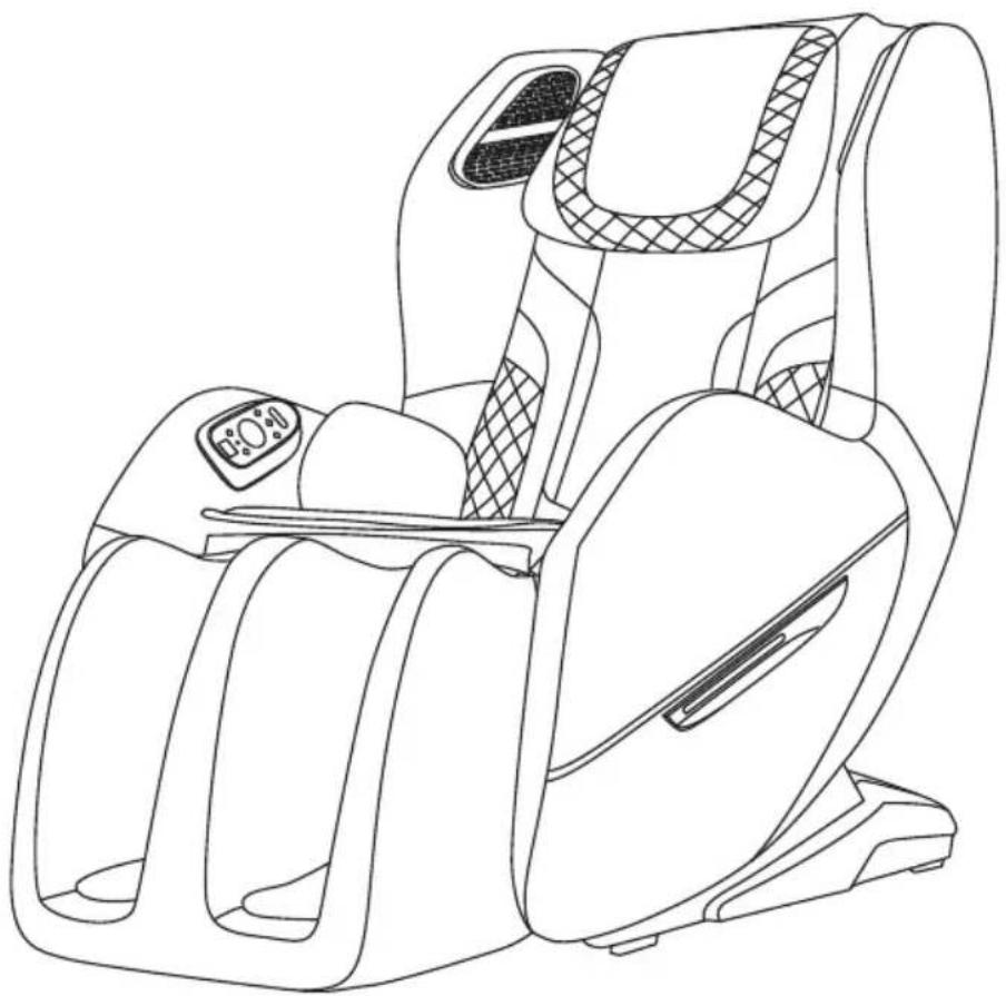 Line drawing of a modern massage chair with backrest and seat (no text or symbols).