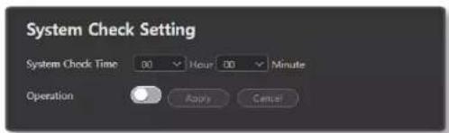 System Check Setting System Check Time 00 Hour 00 Minute Operation Asbury Cancel