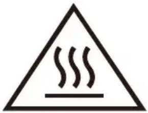 Warning symbol with steam inside a triangle, indicating heat or smoke hazard.