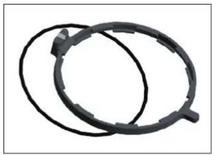 Two black plastic ring components with no visible text or symbols