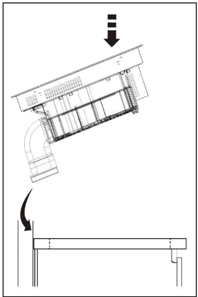 Architectural diagram showing a building interior with an arched duct and structural supports, no text or symbols present.