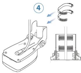 Technical diagram showing a mechanical component with labeled parts and a magnified view of its internal structure.
