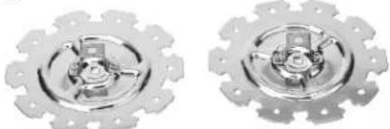 Two identical metallic gear components with central hub and mounting holes (no text or symbols visible)