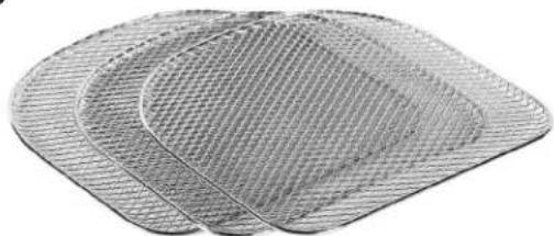 Three mesh metal fans with a central mesh pattern, arranged in a fan-like shape (no text or symbols visible)