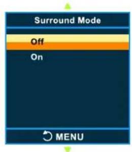 Surround Mode Off On MENU