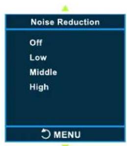 Noise Reduction Off Low Middle High MENU