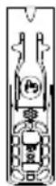 Illustration of a hand holding a circular mechanical component with a shaded area, no text or symbols present.